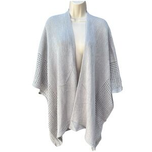 Kollie More Light Gray Open-Front Knit‎ Wrap Cardigan Subtle Silver Shimmer OS